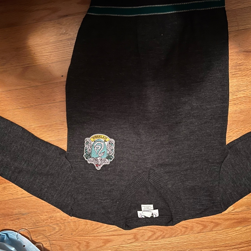 Gray Harry potter Sweater with Slytherin Crest Patch